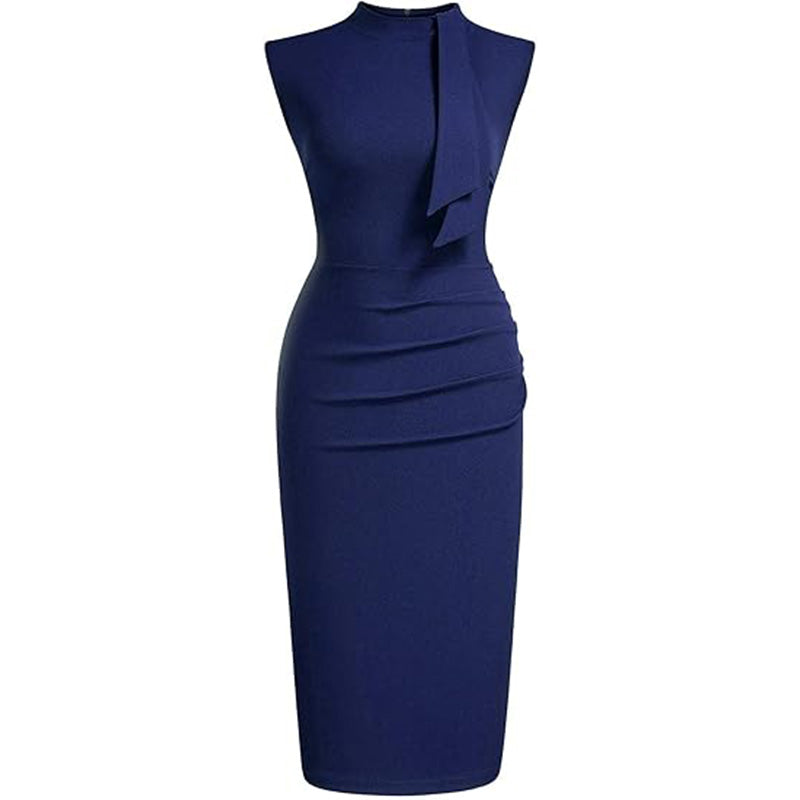💋Sultry Vintage Vibes! Half-Collar Ruffle Dress w/ Waist Cinching✨ Old Hollywood Glam Pencil Dress💫 Cocktail Party Dress | Retro TikTok Viral 💋Sultry Vintage Vibes! Half-Collar Ruffle Dress w/ Waist Cinching✨ Old Hollywood Glam Pencil Dress💫 Cocktail Party Dress | Retro TikTok Viral